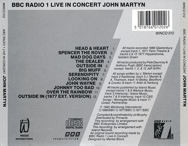 John Martyn BBC Radio Live In Concert (CD) - Main Image