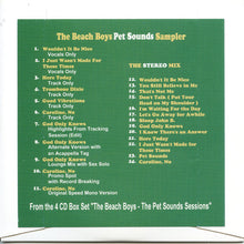 Load image into Gallery viewer, The Beach Boys : The Pet Sounds Sessions Sampler (CD, Comp, Smplr, Unofficial)
