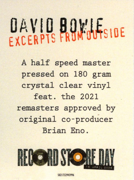 Buy David Bowie : Excerpts From Outside (The Nathan Adler Diaries