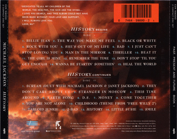 Michael Jackson - HIStory - Past, Present And Future - Book I (2xCD, Album,  Comp, RM)