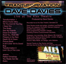 Load image into Gallery viewer, Dave Davies : Transformation (Live At The Alex Theatre) (CD, Album)