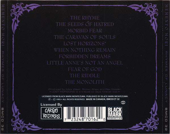 洋楽 MEMENTO MORI / RHYMES OF LUNACY CD 6521245-