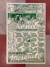 Load image into Gallery viewer, Green Mesquite Barbecue April Music Calendar - 1990 (Poster)