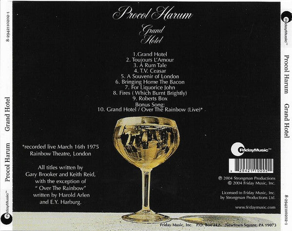 Buy Procol Harum : Grand Hotel (CD, Album, RE, RM) Online for a great price  – Antone's Record Shop