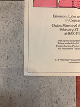 Load image into Gallery viewer, Emerson, Lake and Palmer at Dallas Memorial Auditorium - 1974 (Poster)