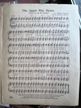 Load image into Gallery viewer, Sheet music for 'The Aggie War Hymn' from A&M College, with text and musical notation.