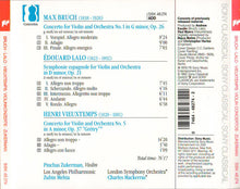 Load image into Gallery viewer, Bruch* / Lalo* / Vieuxtemps* - Pinchas Zukerman · Los Angeles Philharmonic* · London Symphony Orchestra* · Zubin Mehta · Charles Mackerras* : Violin Concerto No. 1 / Symphonie Espagnole / Violin Concerto No. 5 (CD, Album, Comp, RE, RM)
