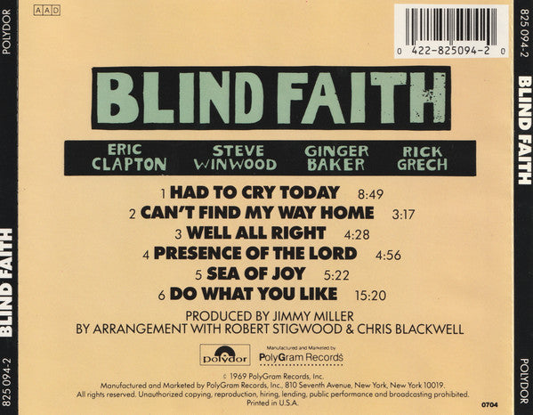 Buy Blind Faith : Blind Faith (CD, Album, RE) Online for a great