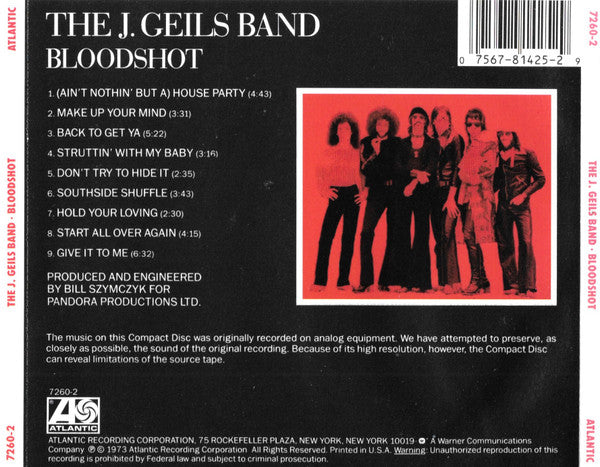 The J. Geils Band - Bloodshot (CD, Album, RE)