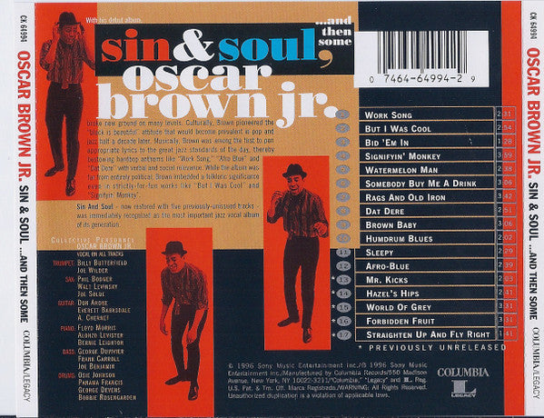 Buy Oscar Brown Jr. : Sin & Soul...And Then Some (CD, Album, RM