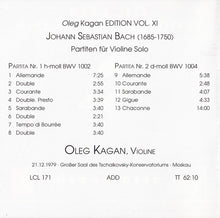 Load image into Gallery viewer, J. S. Bach* - Oleg Kagan : Partiten Für Violine Solo BWV 1002 & No. 2 BWV 1004 (CD, Album)