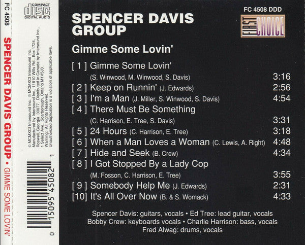 Buy The Spencer Davis Group : Gimme Some Lovin (CD) Online for a