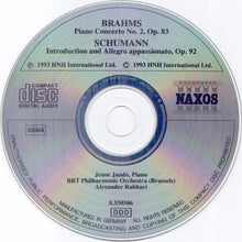 Load image into Gallery viewer, Brahms*, Schumann*, Jenoe Jandó*, BRT Philharmonic Orchestra (Brussels)*, Alexander Rahbari : Piano Concerto No. 2 / Introduction And Allegro Appassionato, Op. 92 (CD, Album)
