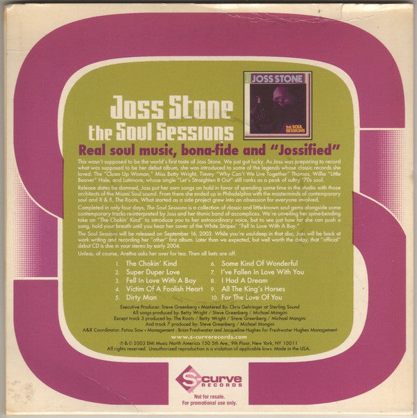 Joss Stone - The Soul Sessions (CD, Album, Promo)