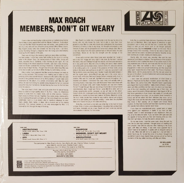 Buy Max Roach : Members, Don't Git Weary (LP, Album, RE) Online