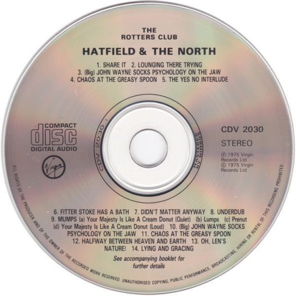 Hatfield And The North - The Rotters' Club (CD, Album, RE)