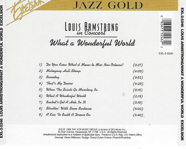 Louis Armstrong What A Wonderful World 1 Album Cover T-Shirt White