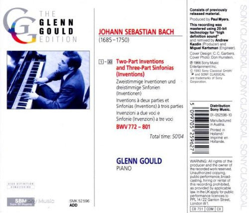 Johann Sebastian Bach, Glenn Gould - Two- And Three-Part Inventions BWV  772–801 (CD, Album, RE, RM)