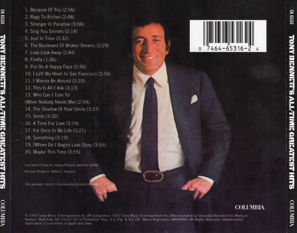 Buy Tony Bennett : Tony Bennett's All-Time Greatest Hits (CD