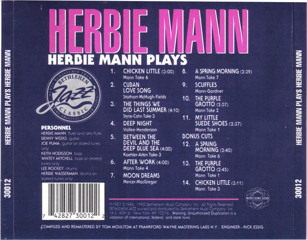 Buy Herbie Mann : Herbie Mann Plays (CD, Album, RE, RM) Online for