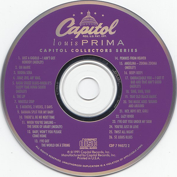 Louis Prima - Capitol Collectors Series (CD, Comp, RM)