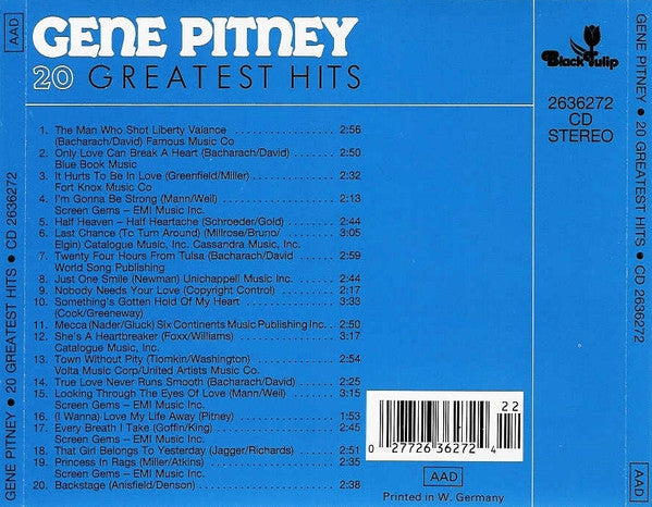 Buy Gene Pitney : 20 Greatest Hits (cd, Comp) Online For A Great Price 