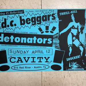 D.C. Beggars & Detonators at The Cavity Club - 1992 (Poster) Blue
