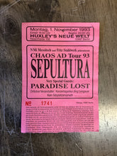 Load image into Gallery viewer, Vintage Sepultura w/ Paradise Lost Concert Ticket - Huxley's Neue Welt Berlin (11/1/1993)
