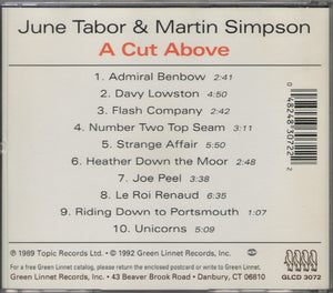 June Tabor With Martin Simpson : A Cut Above (CD, Album, RE)