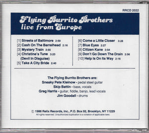 The Flying Burrito Bros : Live From Europe (CD, Album)