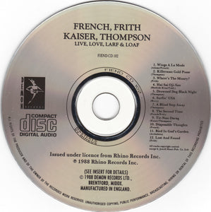 French Frith Kaiser Thompson : Live, Love, Larf & Loaf (CD, Album, RE)