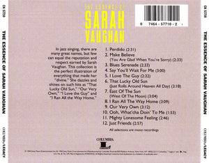 Sarah Vaughan : The Essence of Sarah Vaughan (CD, Comp, Mono)