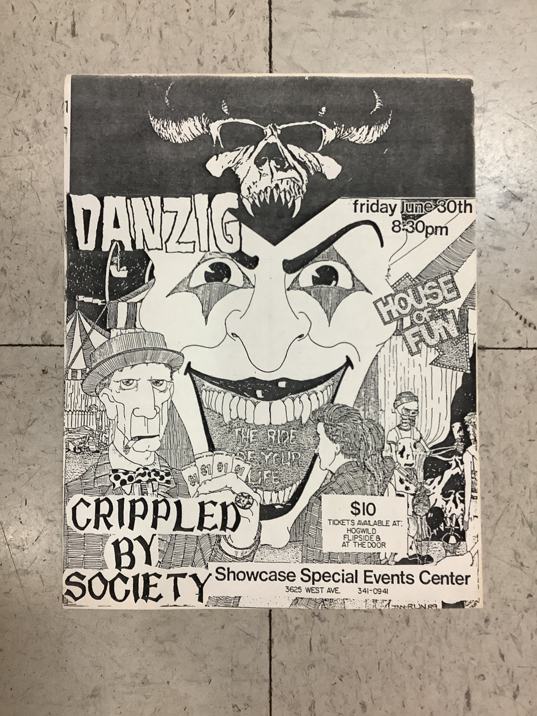 Danzig and Crippled by Society at Showcase - 1989 (Poster)