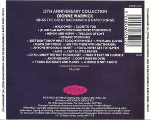 Dionne Warwick : 25th Anniversary Collection: Dionne Warwick Sings The Great Bacharach & David Songs (CD, Comp, RE, RM)