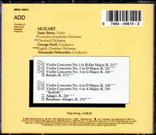 Load image into Gallery viewer, Mozart* - Isaac Stern, Columbia Symphony Orchestra, Cleveland Orchestra*, George Szell, English Chamber Orchestra, Alexander Schneider : The Violin Concertos (2xCD, Comp, RE)
