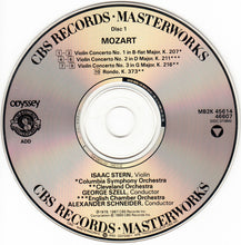 Load image into Gallery viewer, Mozart* - Isaac Stern, Columbia Symphony Orchestra, Cleveland Orchestra*, George Szell, English Chamber Orchestra, Alexander Schneider : The Violin Concertos (2xCD, Comp, RE)
