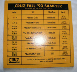 Buy Various : Cruz Records Fall '93 Sampler (CD) Online for a
