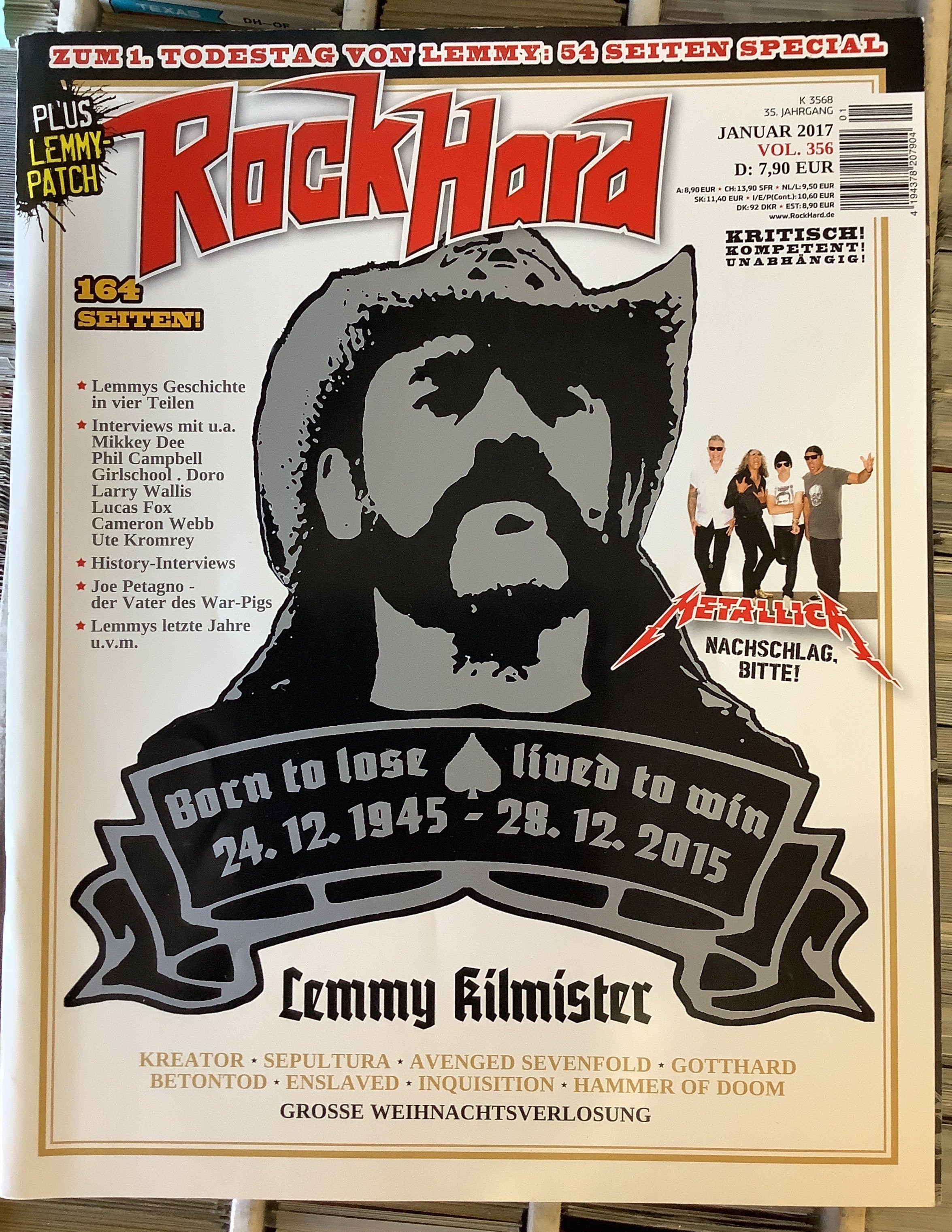 Rock Hard - Lemmy Kilmister cover - January 2017, Vol. 356