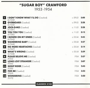 "Sugar Boy" Crawford* : The Chronological "Sugar Boy" Crawford 1953-1954 (CD, Comp, Mono)