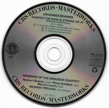 Load image into Gallery viewer, Brahms*, Murray Perahia, Members Of The Amadeus Quartet* : Piano Quartet, Op.25 (CD, Album, RP)
