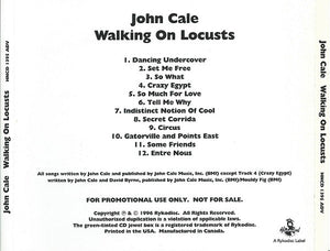 John Cale : Walking On Locusts (CD, Album, Promo)