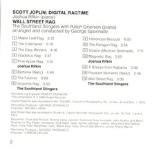 Load image into Gallery viewer, Scott Joplin, Joshua Rifkin, The Southland Stingers : Digital Ragtime: Wall Street Rag (CD, Album, Comp, RM, RP)
