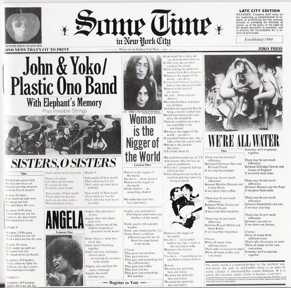 John & Yoko* / Plastic Ono Band* With Elephants Memory Plus Invisible Strings : Some Time In New York City (CD, Album, RE, RM)