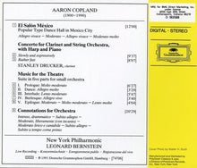 Load image into Gallery viewer, Aaron Copland - Stanley Drucker, New York Philharmonic, Leonard Bernstein : El Salón México / Clarinet Concerto / Connotations / Music For The Theatre (CD, Album, Club)
