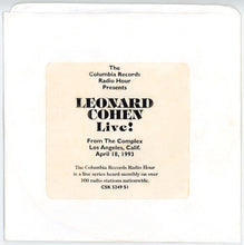 Load image into Gallery viewer, Leonard Cohen : Leonard Cohen Live! (From The Complex Los Angeles, Calif. April 18, 1993) (CD, Promo)
