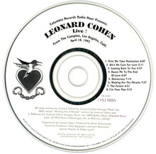 Load image into Gallery viewer, Leonard Cohen : Leonard Cohen Live! (From The Complex Los Angeles, Calif. April 18, 1993) (CD, Promo)
