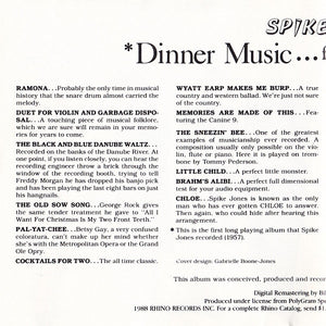 Spike Jones : Dinner Music...For People Who Aren't Very Hungry! (CD, RE, RM)