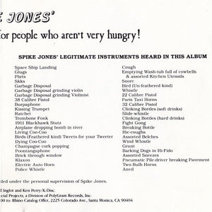 Spike Jones : Dinner Music...For People Who Aren't Very Hungry! (CD, RE, RM)