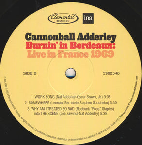 Cannonball Adderley : Burnin' In Bordeaux: Live in France 1969 (2xLP, RSD, Dlx, Ltd, Num, 180)