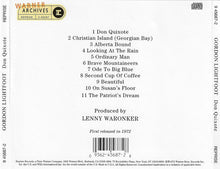 Load image into Gallery viewer, Gordon Lightfoot : Don Quixote (CD, Album, RE)
